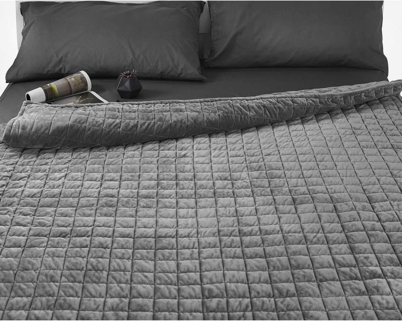 RelaxBlanket 60''x80'' Duvet Cover for Weighted Blanket | Super Cozy and Warm | Double-Side Square Quilted Minky | Dark Grey - Image 2